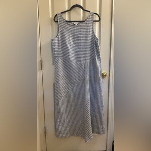 100% Linen J.Jill Love Linen Midi Shift Dress with pockets